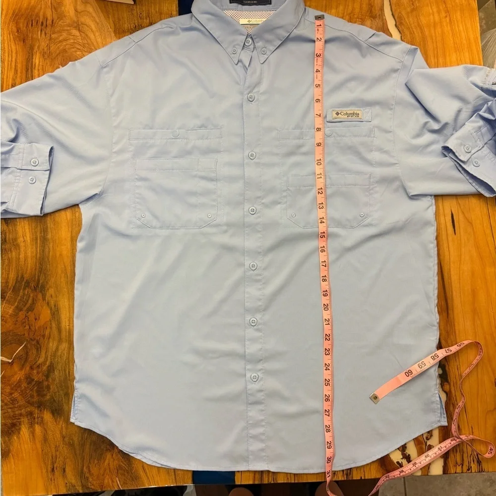 Columbia PFG Tamiami Fishing Shirt Mens Large Blue Omni Shade Long Sleeve - Picture 3 of 9